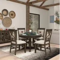 Hacienda 5pc Dining Set: 48" Round Table & 4 Side Chairs