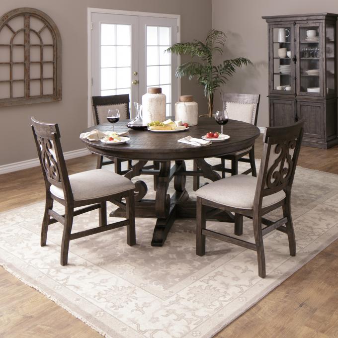 Hacienda 5pc Dining Set: 48” Round Table & 4 Side Chairs