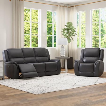 Rockwell Power Leather Sofa & FREE Recliner