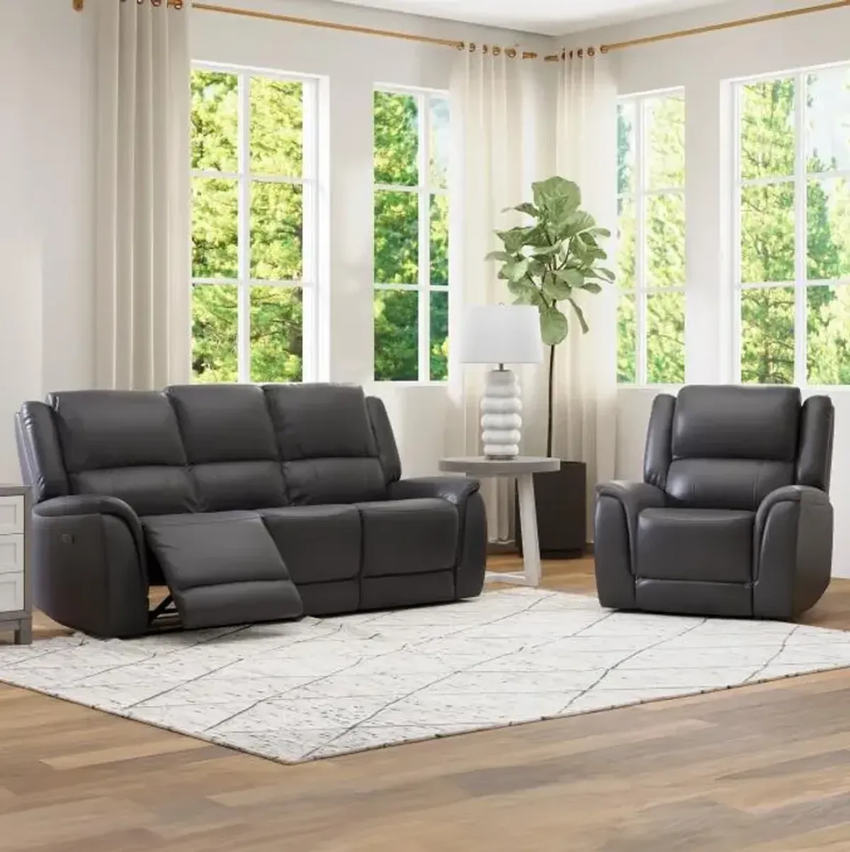 Rockwell Buy the Power Leather Sofa, Get the Recliner Free