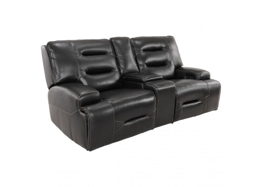 Dayton Leather Power Reclining Loveseat with Console