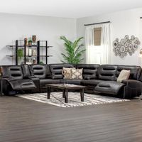 Dayton Leather Power Reclining Sectional with 2 Consoles