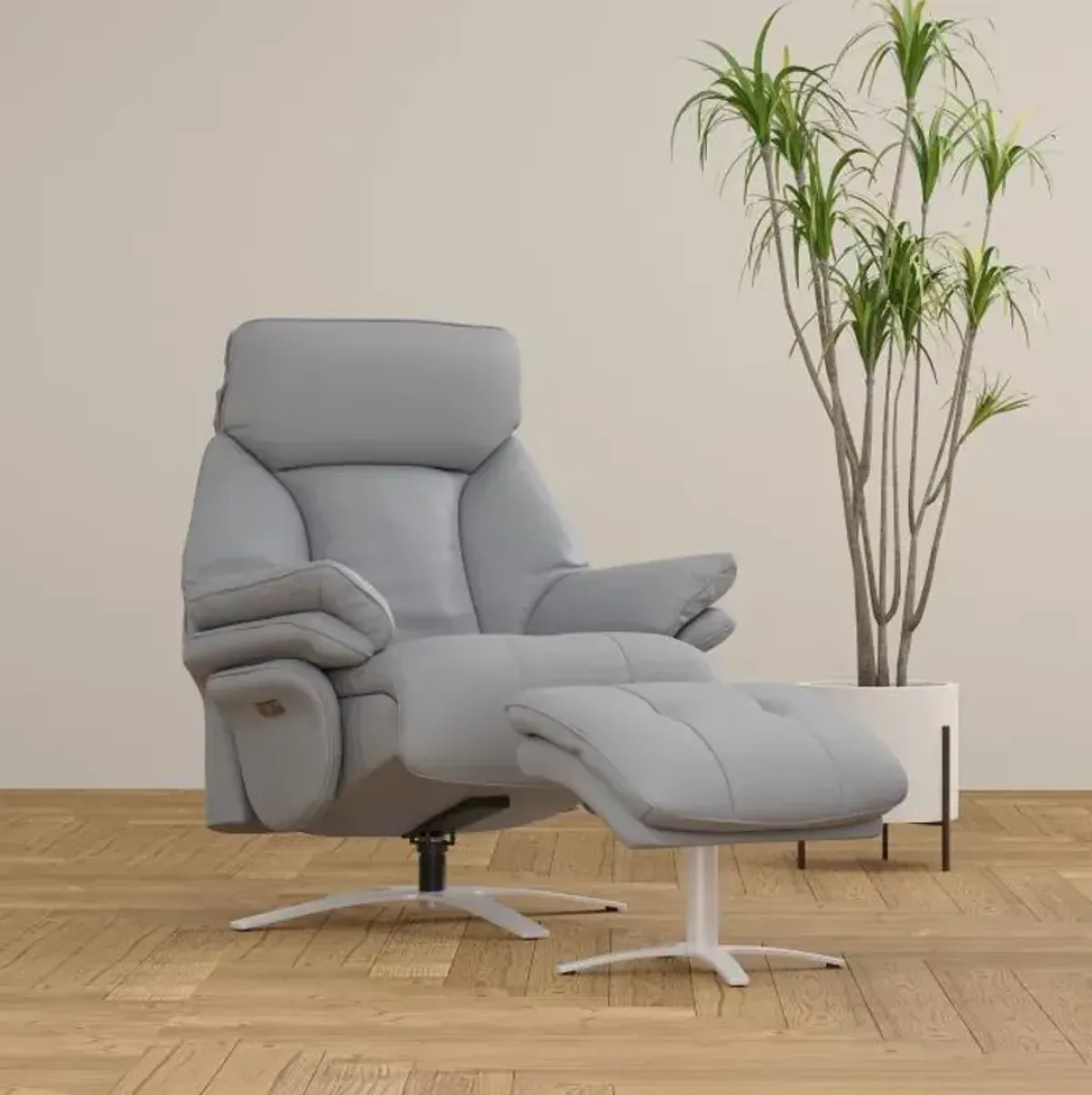 Tranquil Swivel Power Recliner with Ottoman