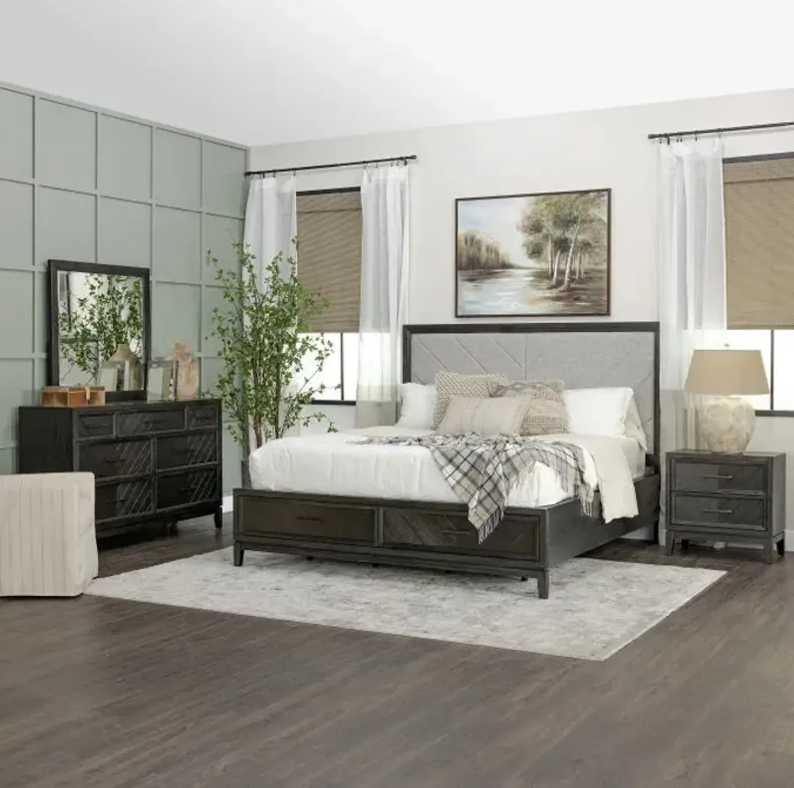 Torino Eastern King Bed, Dresser, Mirror & Nightstand