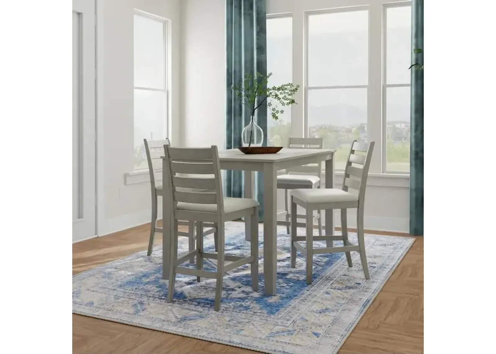 Paseo 5pc Counter Dining Set: Table & 4 Stools