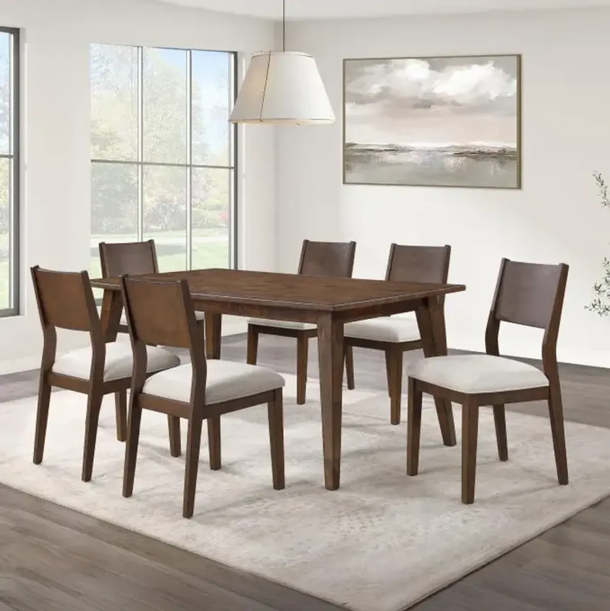 Carey 7pc: Table & 6 Wood Side Chairs