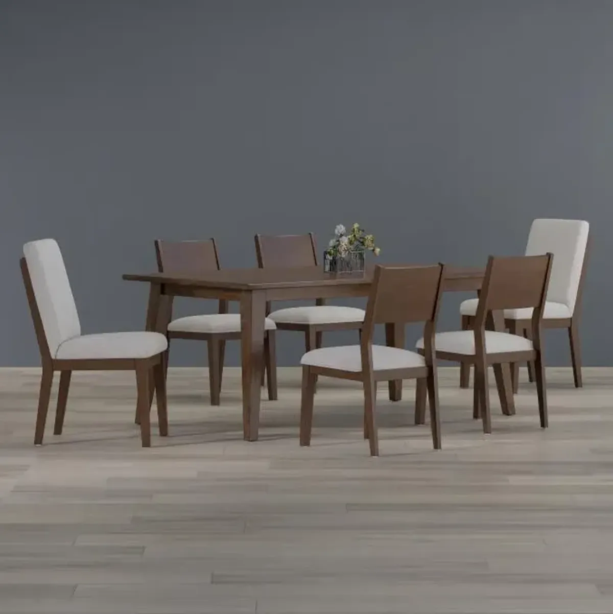 Carey 7pc Dining Set: Table & 4 Wood Chairs, 2 Upholstered Chairs
