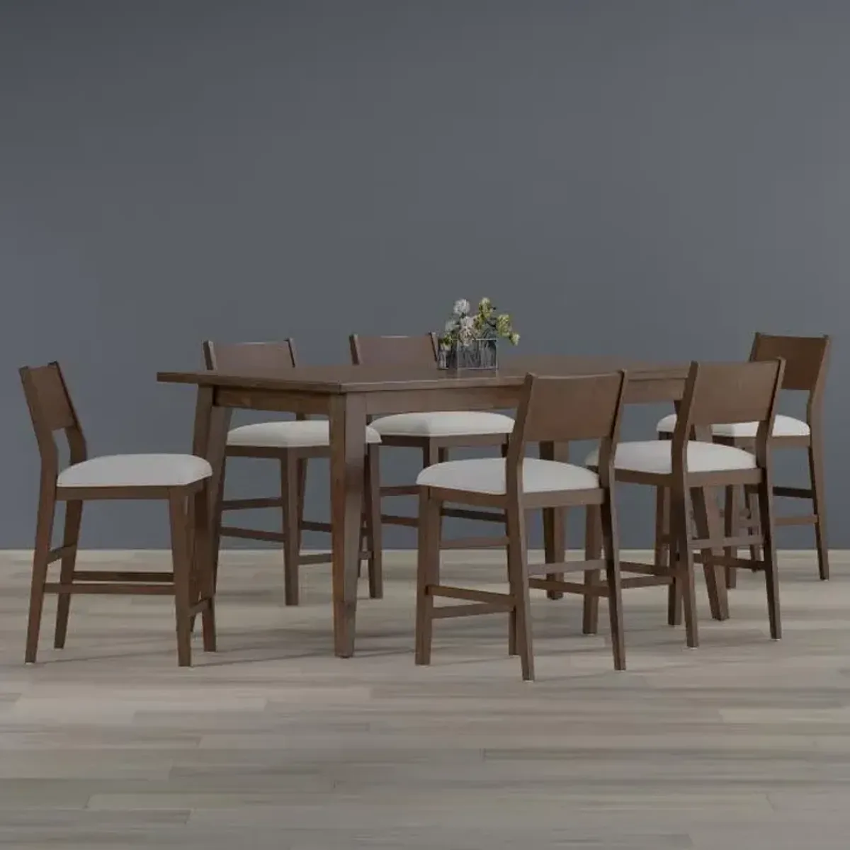 Carey 7pc Counter Set: Counter Table & 6 Wood Counter Stools
