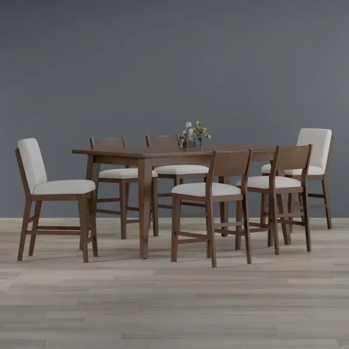 Carey 7pc Counter Set: Counter Table, 4 Wood Counter Stools, 2 Upholstered Stools