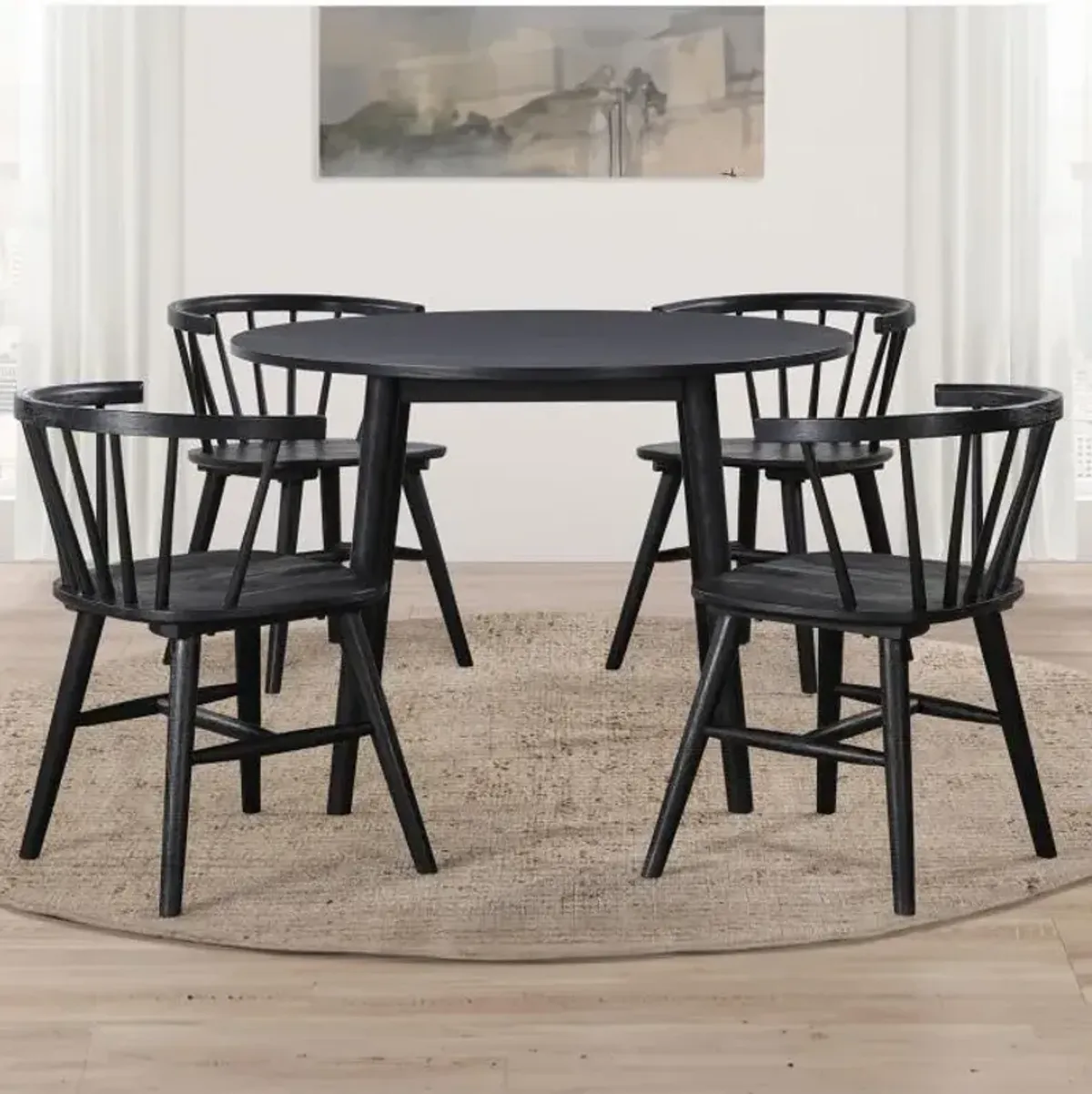 Abbey - New! 5pc Set: Round Table & 4 Chairs