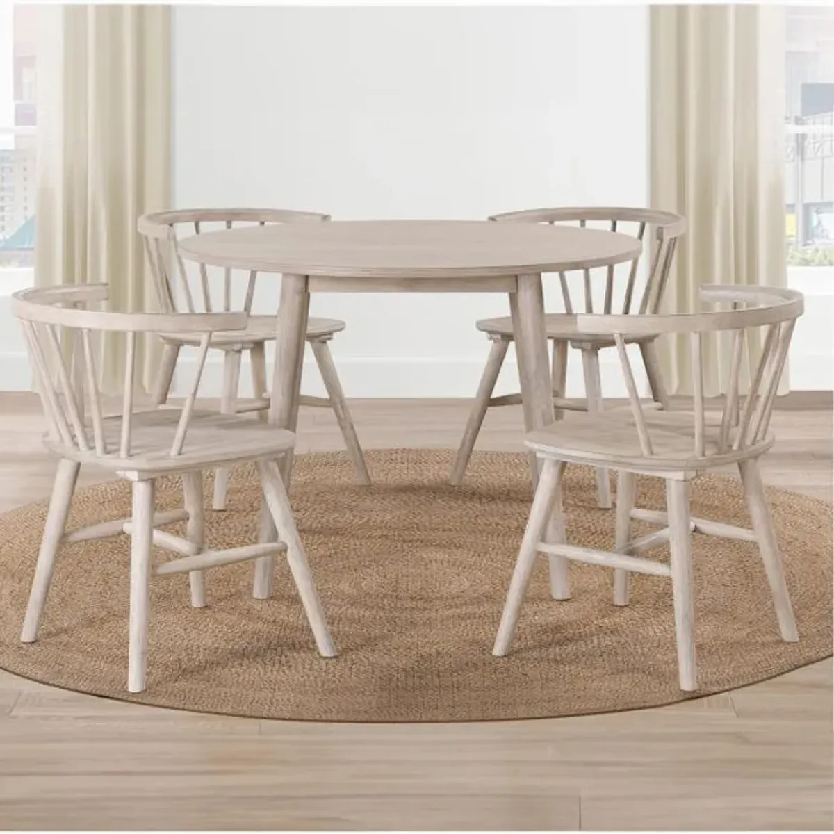 Abbey Round Natural 5pc Dining Set