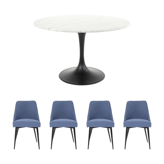 Zola 5pc Dining Set Table & 4 Chairs