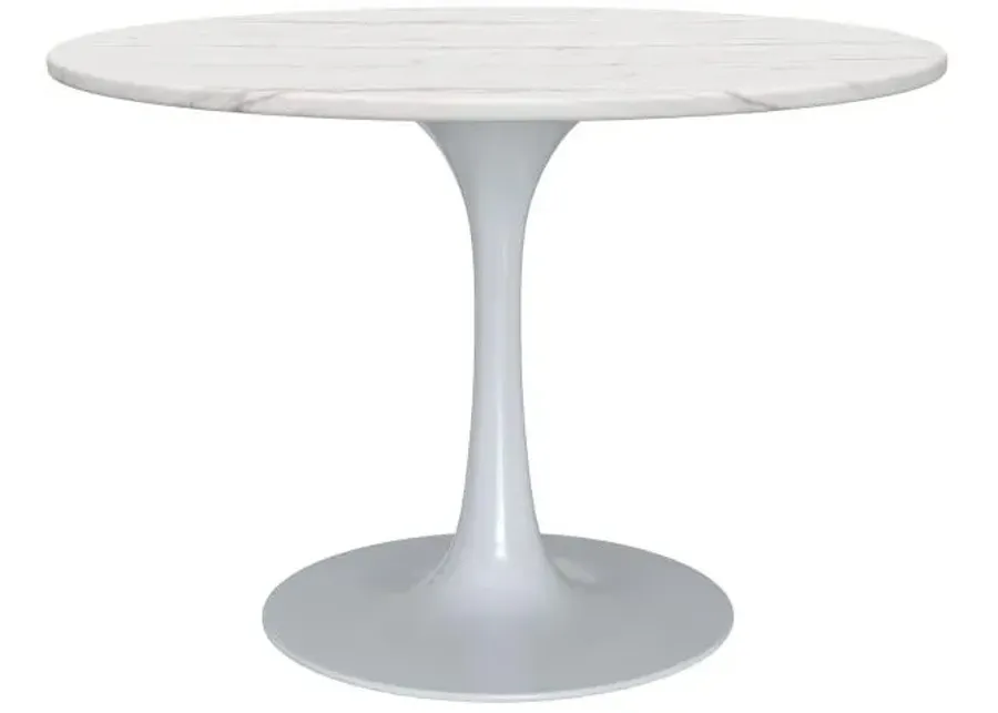 Zola White Marble Table with Tulip Base