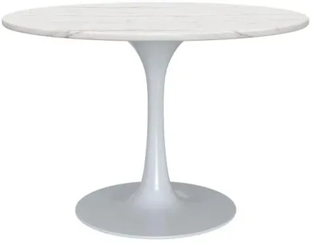 Zola White Marble Table with Tulip Base