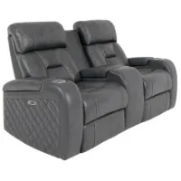 Stark Power Leather Loveseat with Console