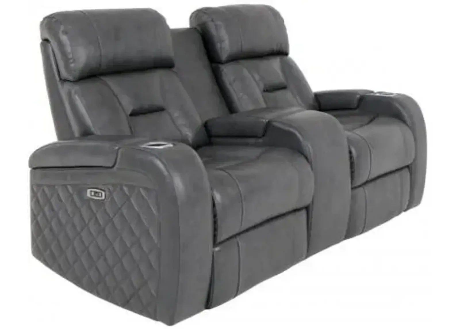 Stark Power Leather Loveseat with Console