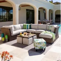 Cabo 6pc Sectional: 3 Armless Chairs, 2 Corners & Ottoman