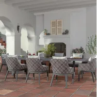 Laguna 9pc Outdoor Dining: Extension Table With 6 Chairs & 2 Arm Chairs