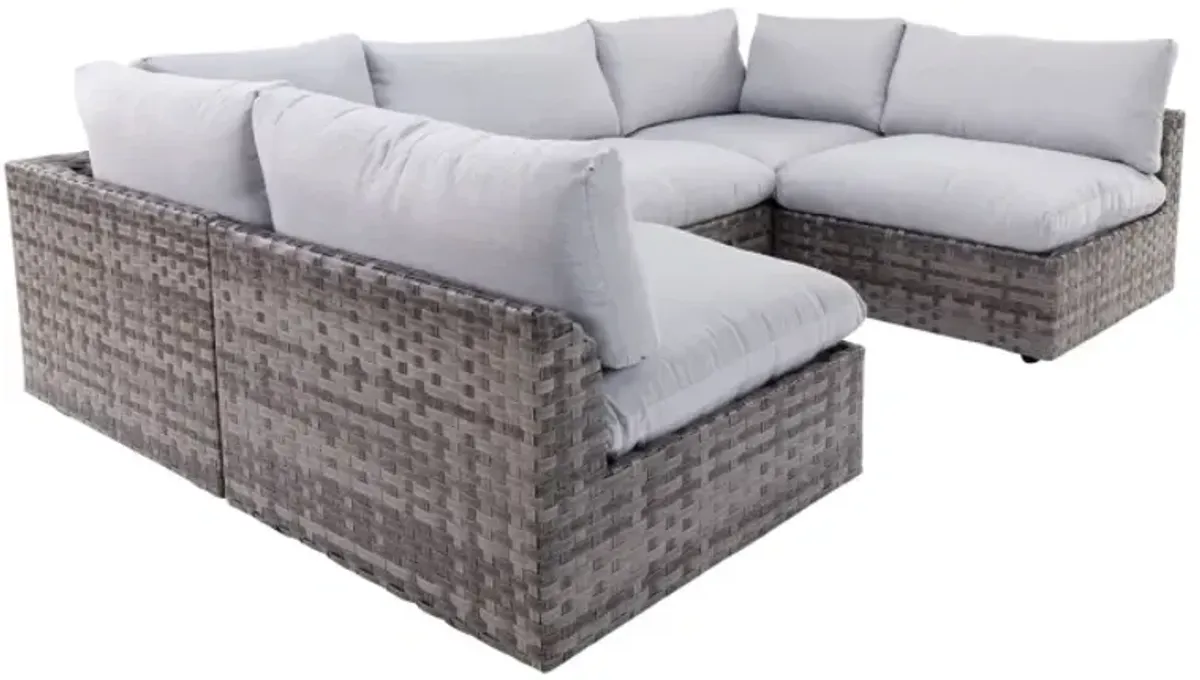 Laguna 5pc Sectional&colon; 3 Armless Chairs &amp; 2 Corners