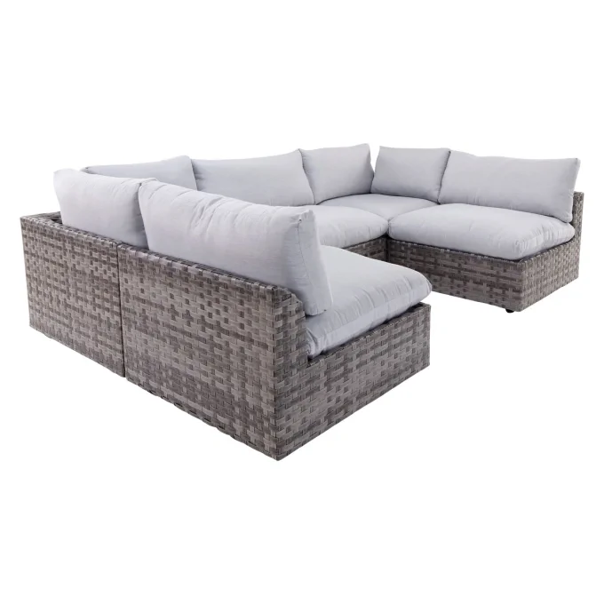 Laguna 5pc Sectional: 3 Armless Chairs & 2 Corners