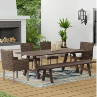 Cabo 5pc Outdoor Dining: Table, 2 Armchairs & 2 Side Chairs