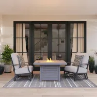 Monterey 3pc Set: Outdoor Firepit & 2 Glider Chairs