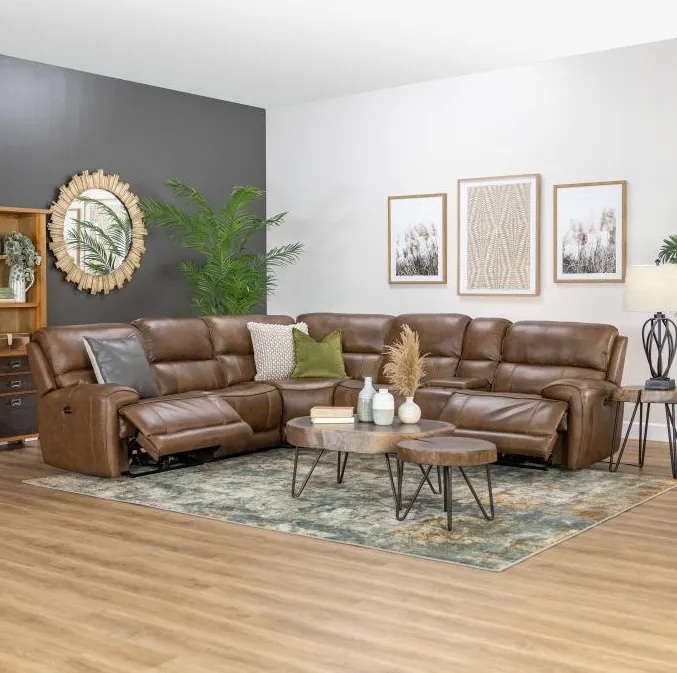 Forte Leather Power Reclining Sectional