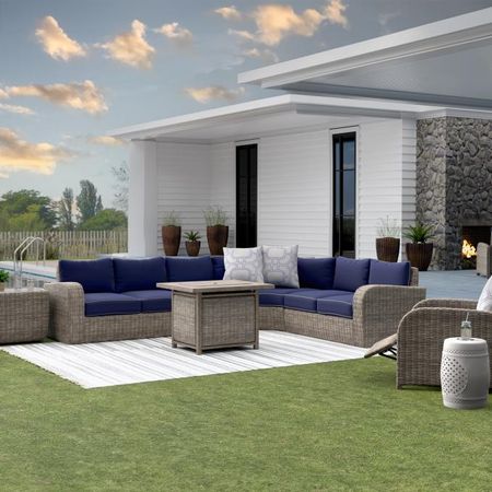 Seaport 3pc Sectional, Reclining Club Chair, & Firepit