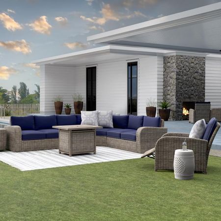 Seaport 4pc Sectional, Reclining Club Chair & Firepit