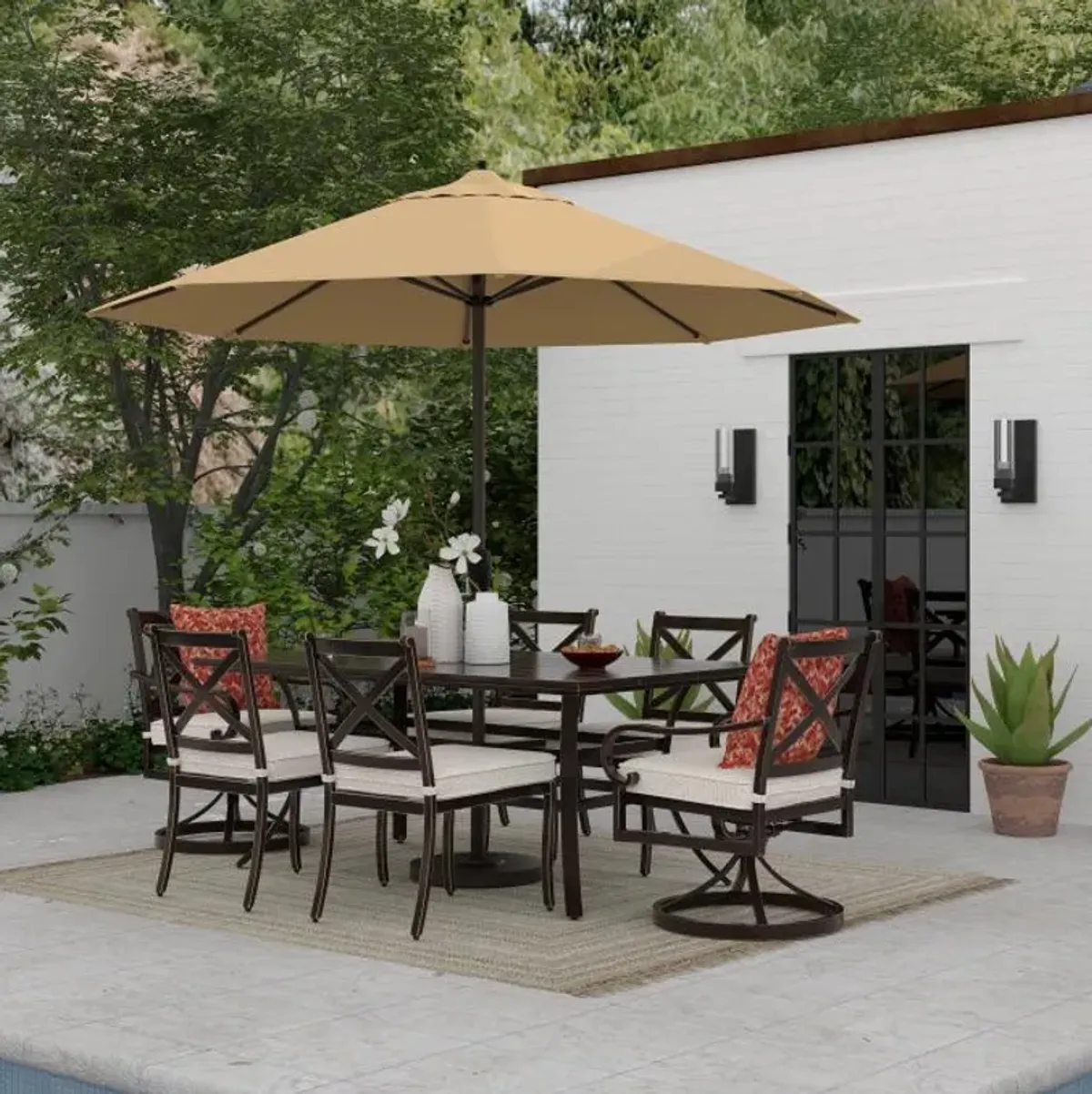 Veracruz 5pc Outdoor Dining Set: Table & 4 Armless Chairs