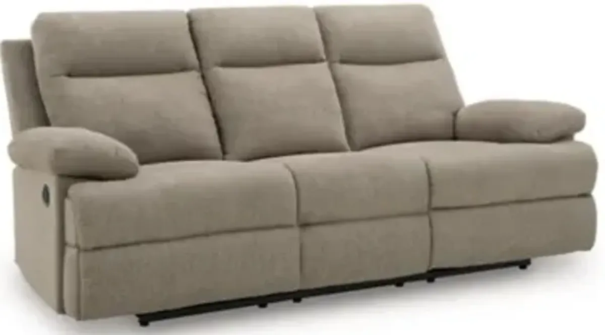 Side-Swipe Reclining Sofa with Drop Down Table