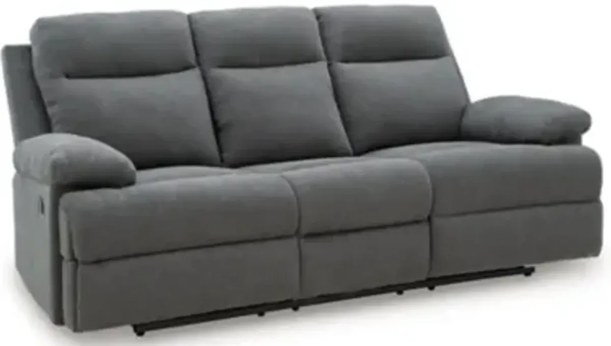 Side-Swipe Reclining Sofa with Drop Down Table