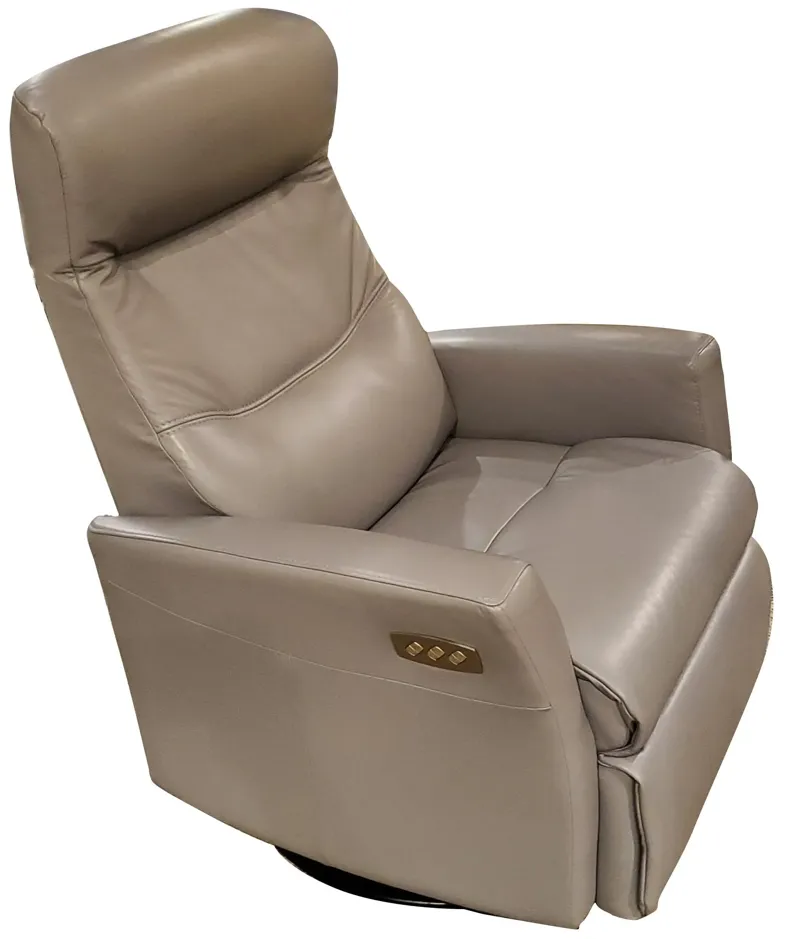 Leather Power Recliner With Adjustable Headrest And Lumbar Support