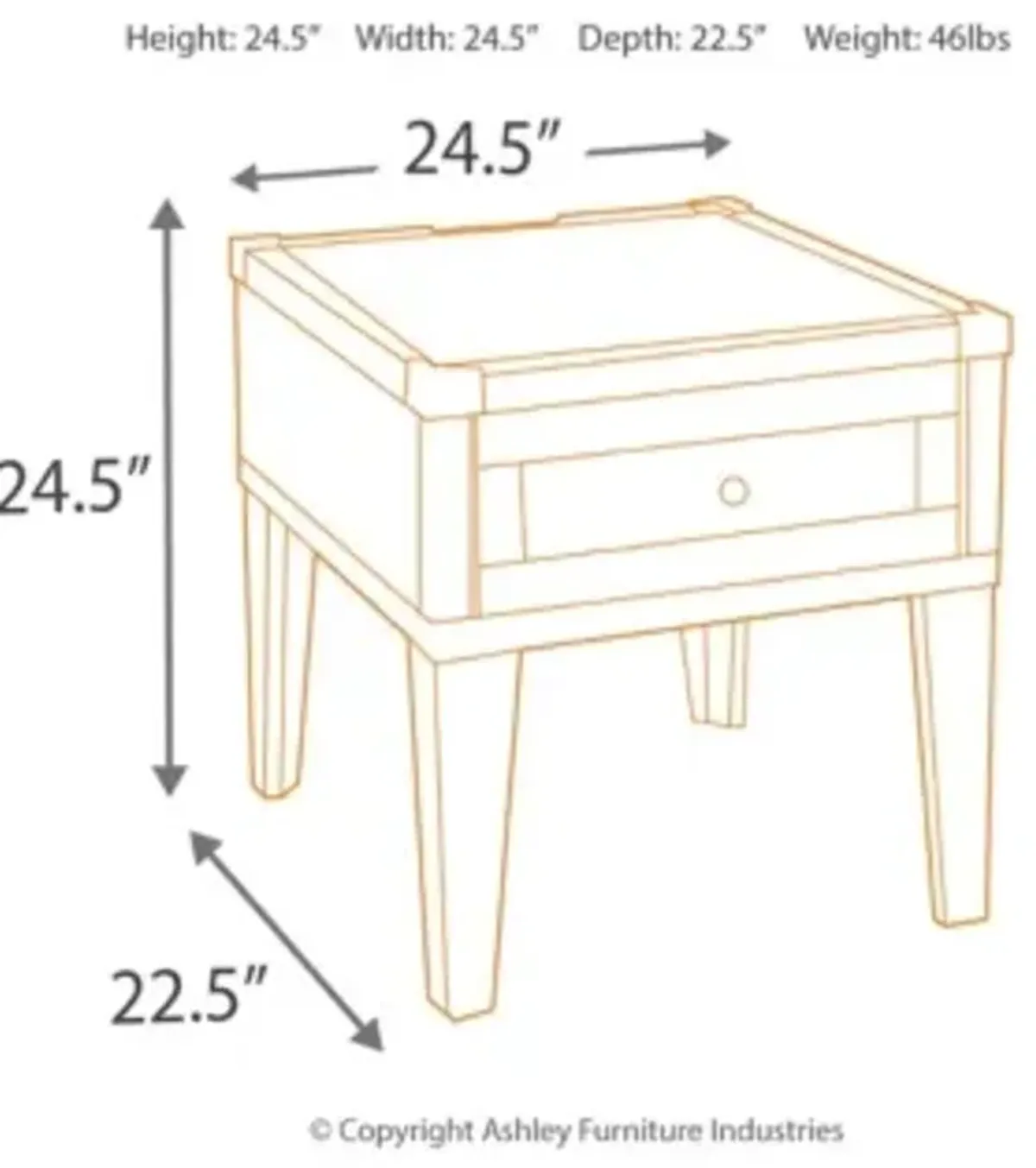 Todoe End Table with USB Ports & Outlets