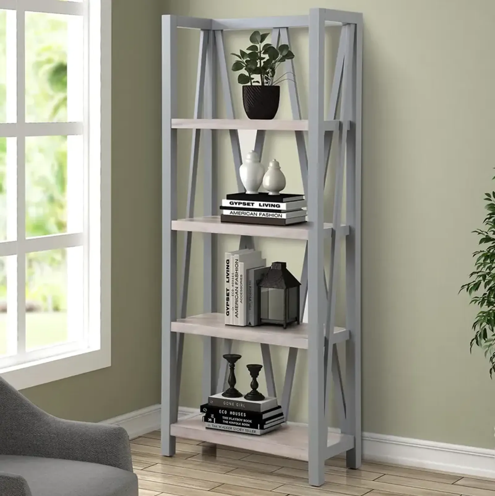 Americana Modern Dove Etagere Bookcase