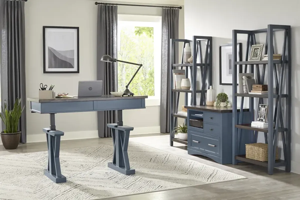 Americana Modern Denim Etagere Bookcase