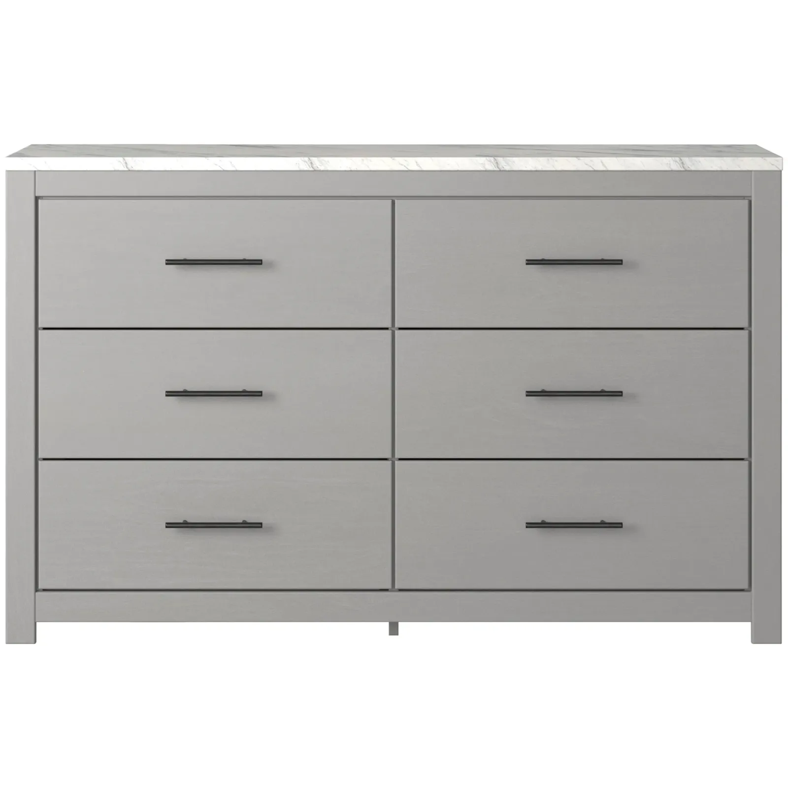 Gray Finish Dresser With Faux Marble Top