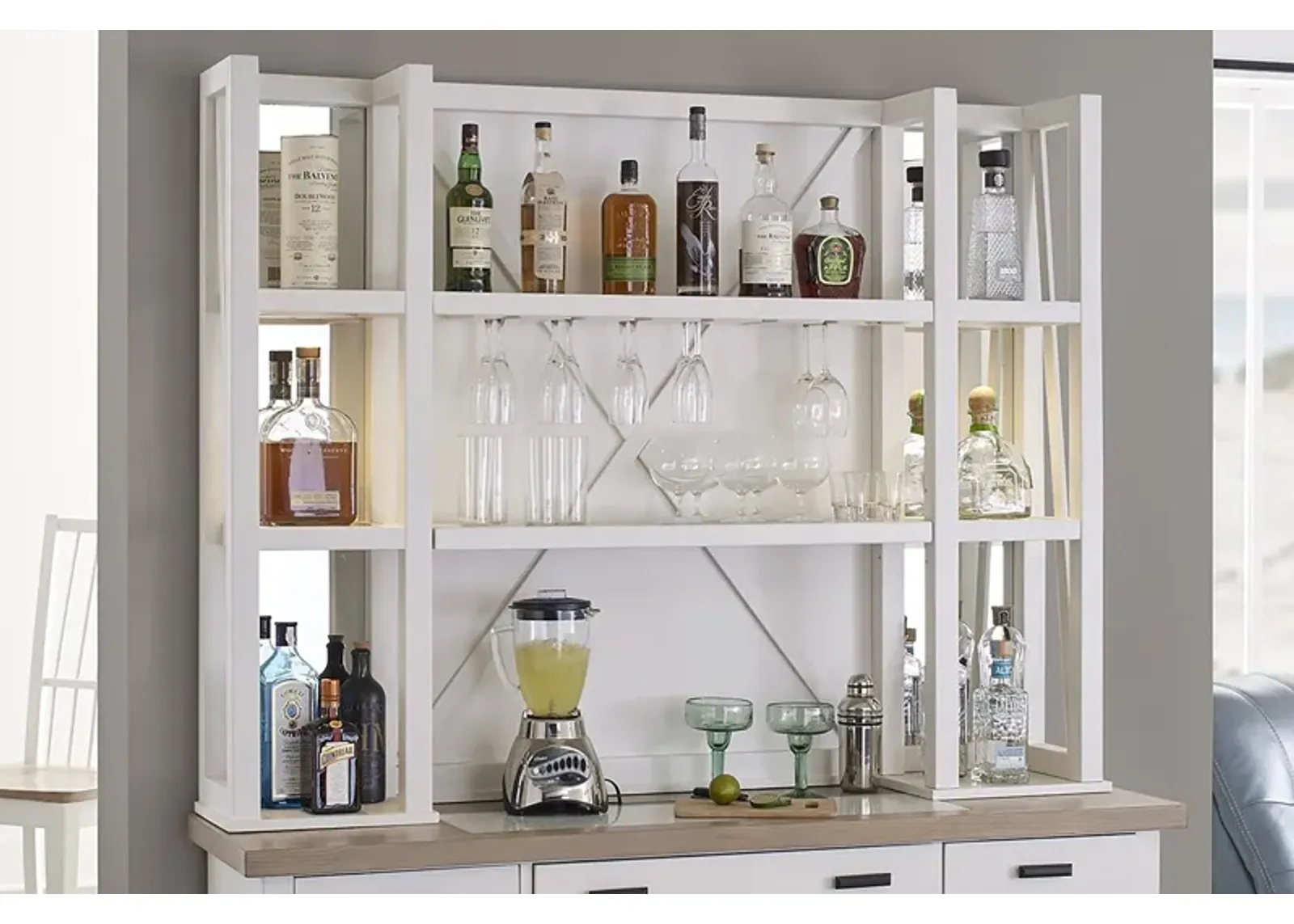 Americana Modern Dining 64 In. Bar Open Hutch