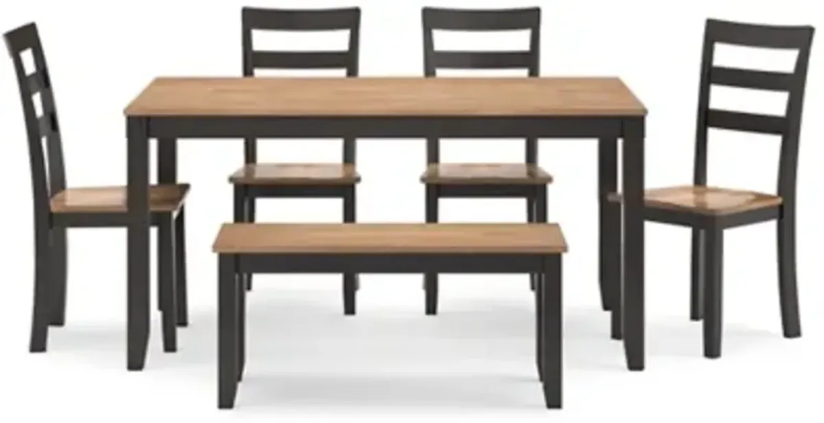 Gesthaven Dining Table with 4 Chairs and Bench (Set of 6)