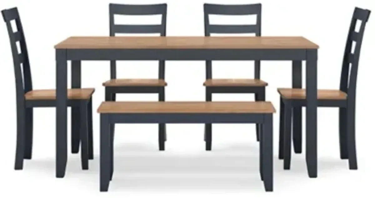 Gesthaven Dining Table with 4 Chairs and Bench (Set of 6)