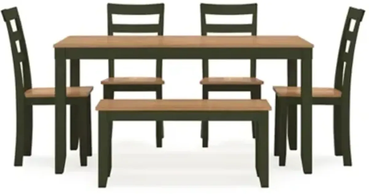 Gesthaven Dining Table with 4 Chairs and Bench (Set of 6)