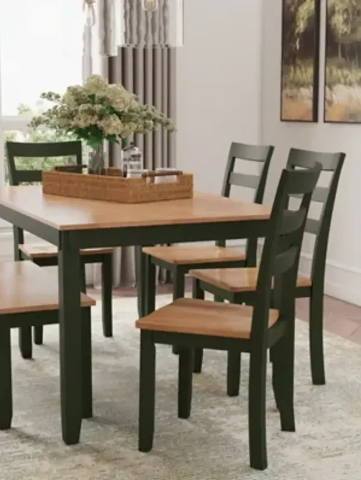 Gesthaven Dining Table with 4 Chairs and Bench (Set of 6)