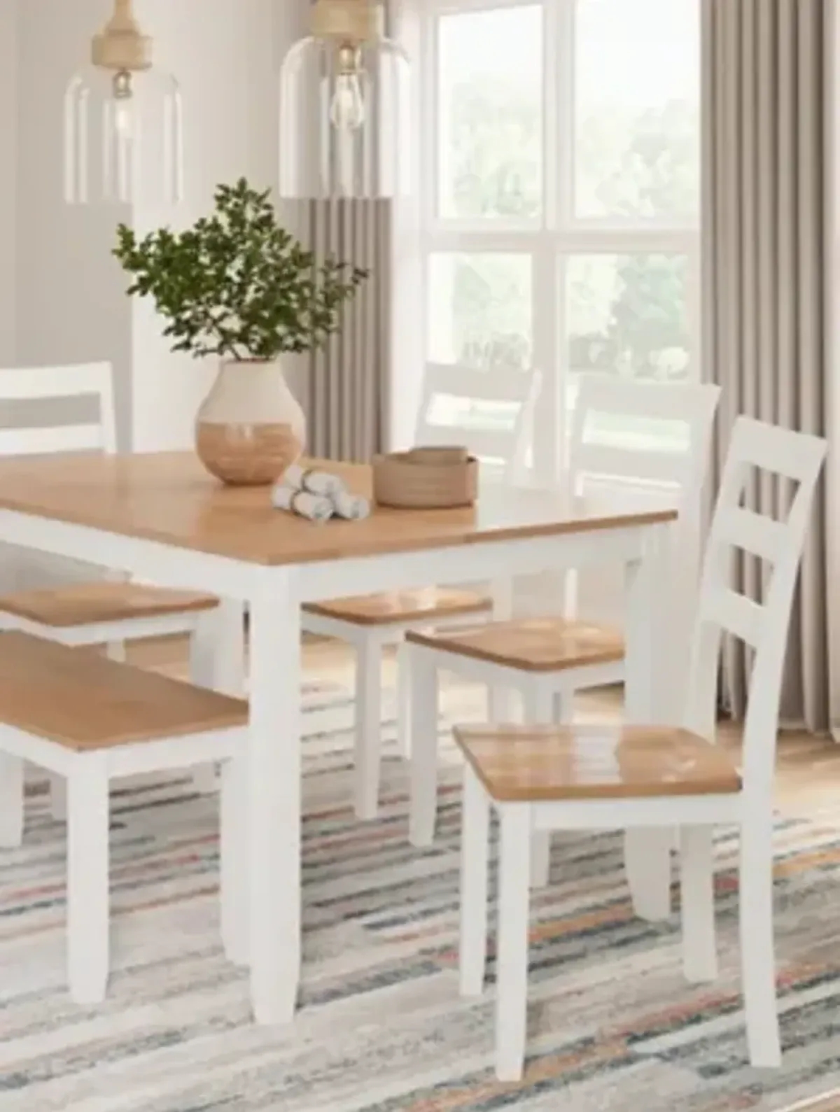 Gesthaven Dining Table with 4 Chairs and Bench (Set of 6)