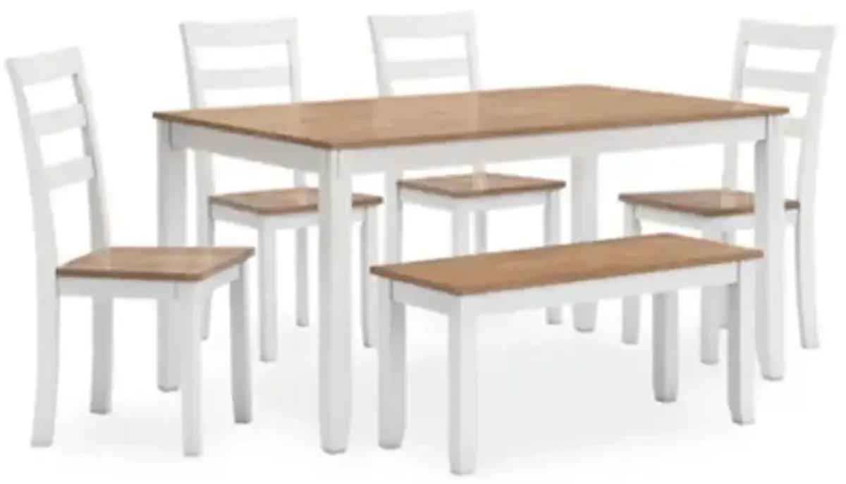 Gesthaven Dining Table with 4 Chairs and Bench (Set of 6)