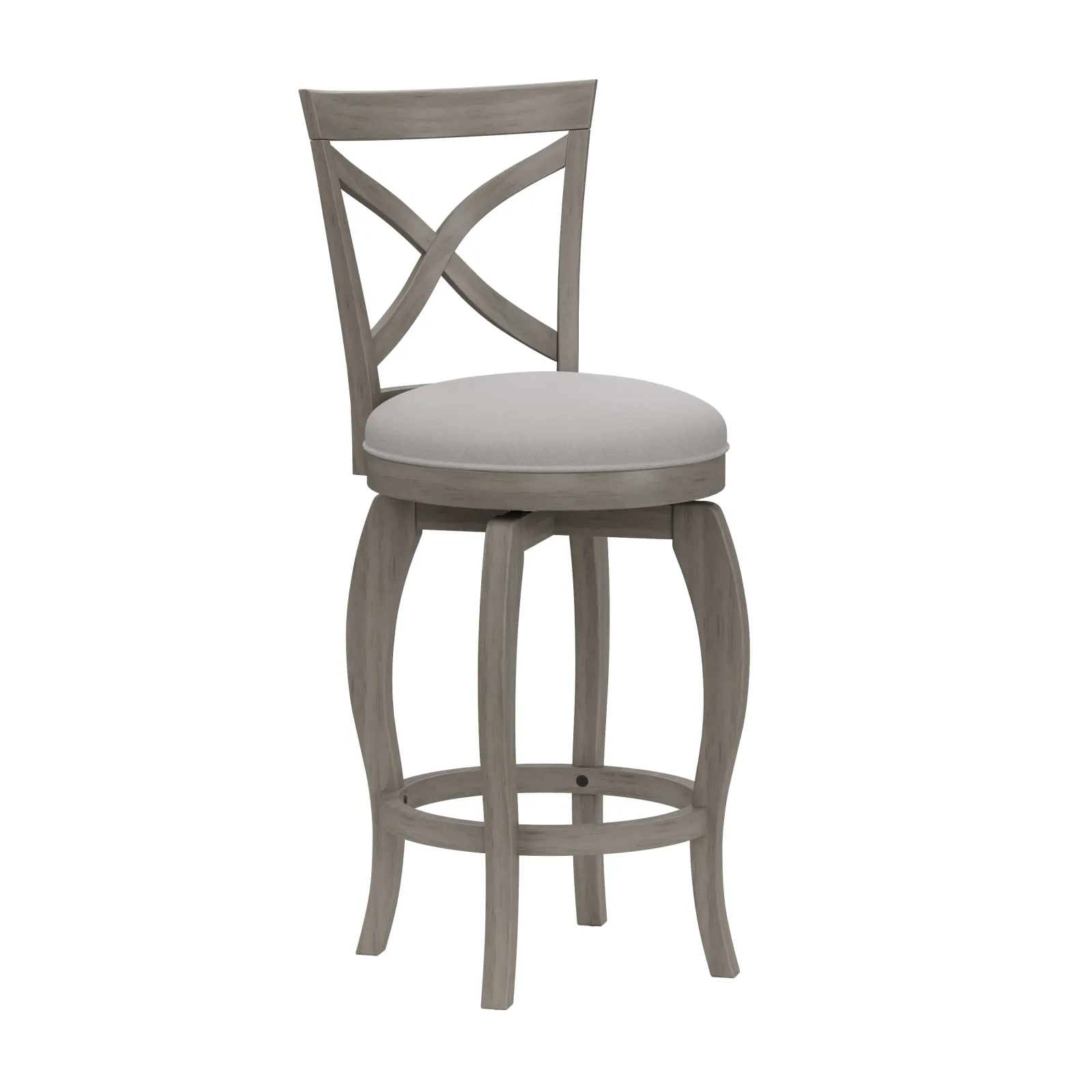 Wood Counter Height Swivel Stool With Curved X Back Design