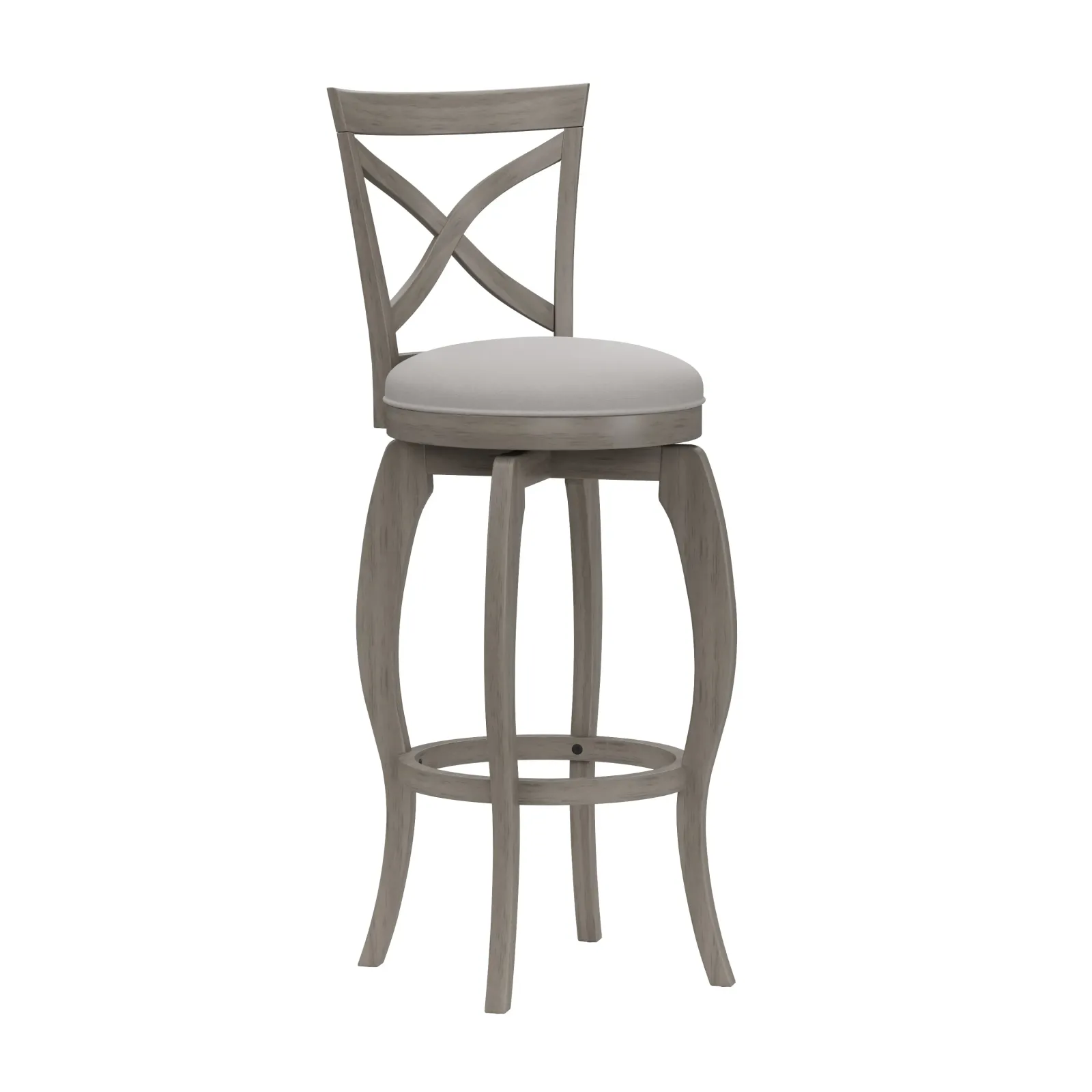 Wood Bar Height Swivel Stool With Curved X Back Design