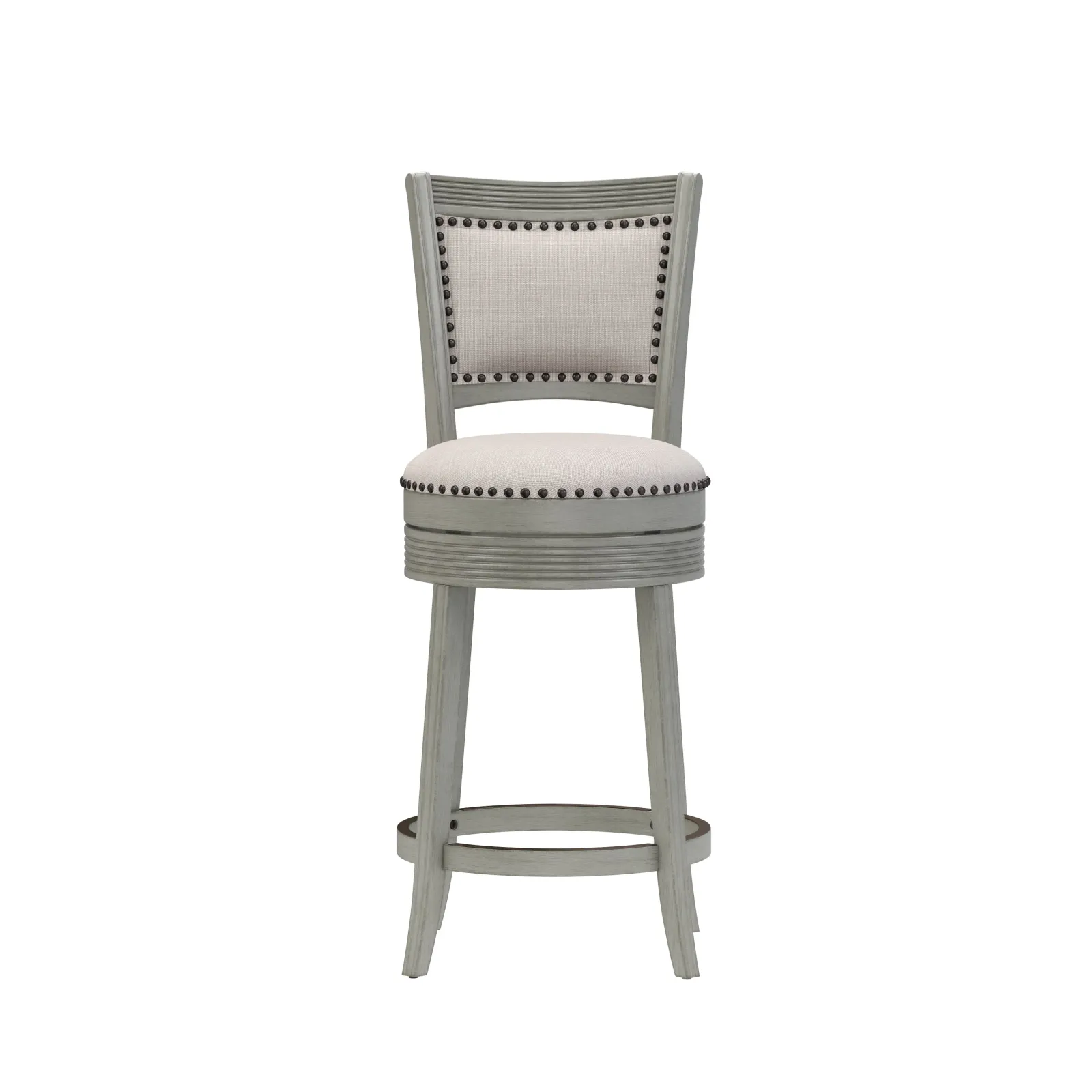 Lockefield Wood Counter Height Swivel Stool With Nail Head Detailing