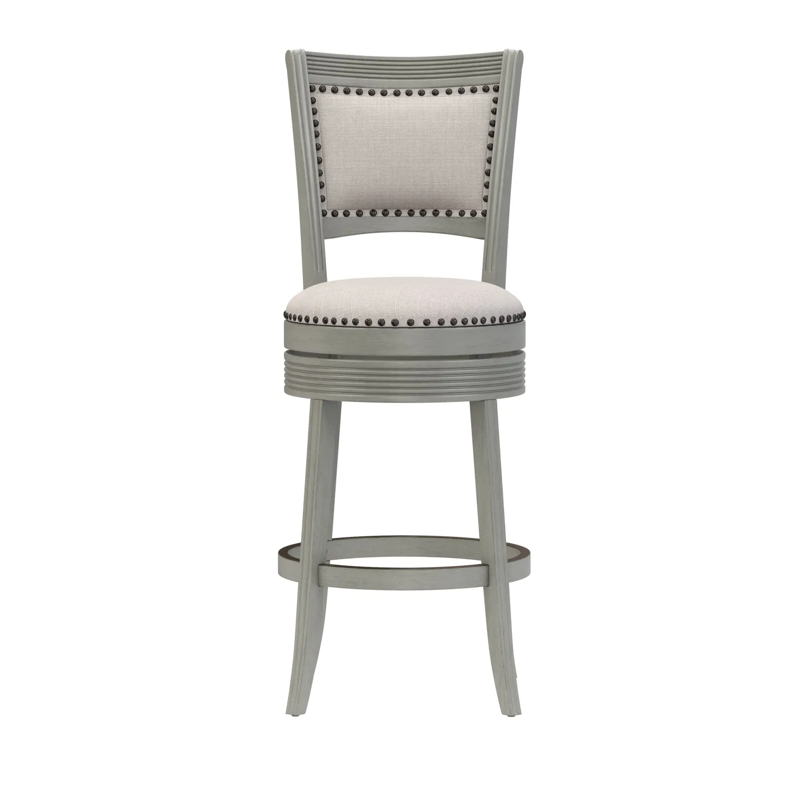 Lockefield Wood Bar Height Swivel Stool With Nail Head Detailing