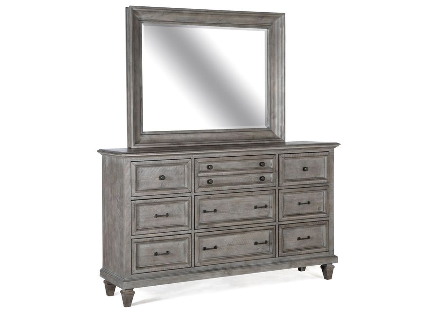 Rustic Nine Drawer Dresser With Mirror