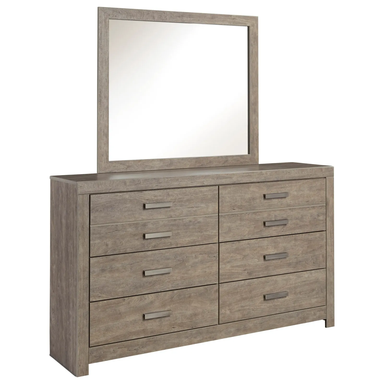 Contemporary 6 Drawer Dresser And Mirror Set